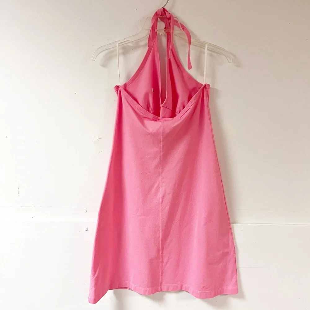 Lacoste Women's Pink Halter Babydoll Dress V Neck Y2K Preppy - Picture 5 of 7
